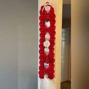 Red and White Valentine Crochet wall hanging